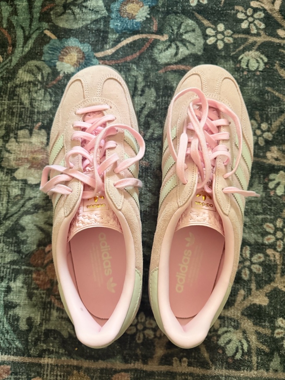 adidas Gazelle Women's Blush Pink Suede Sneakers with White Stripes - Picture 6 of 12